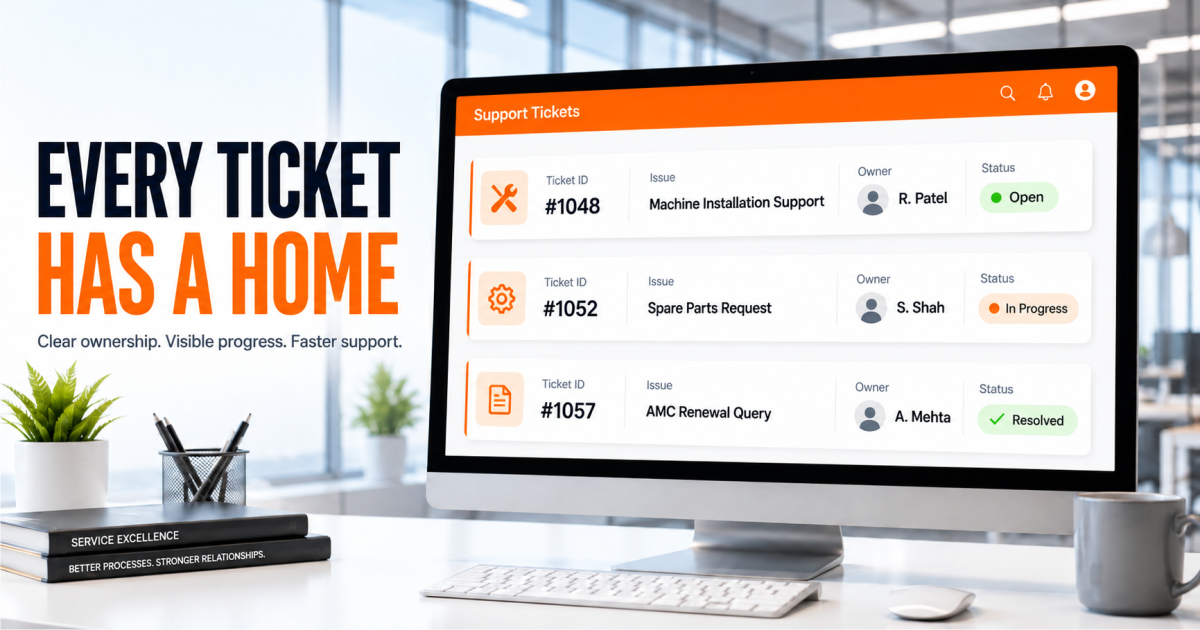 Structured ticket queue dashboard inside a customer self-service portal